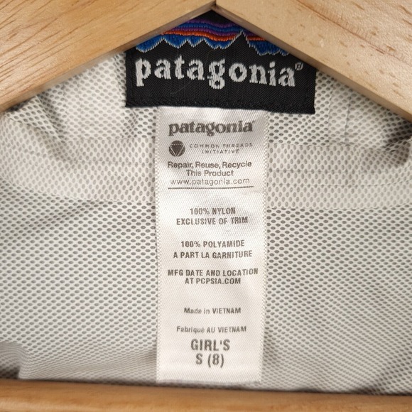 Patagonia Torrentshell Rain Coat Jacket Girls Small 8 Blue H2no Hooded - Picture 16 of 16